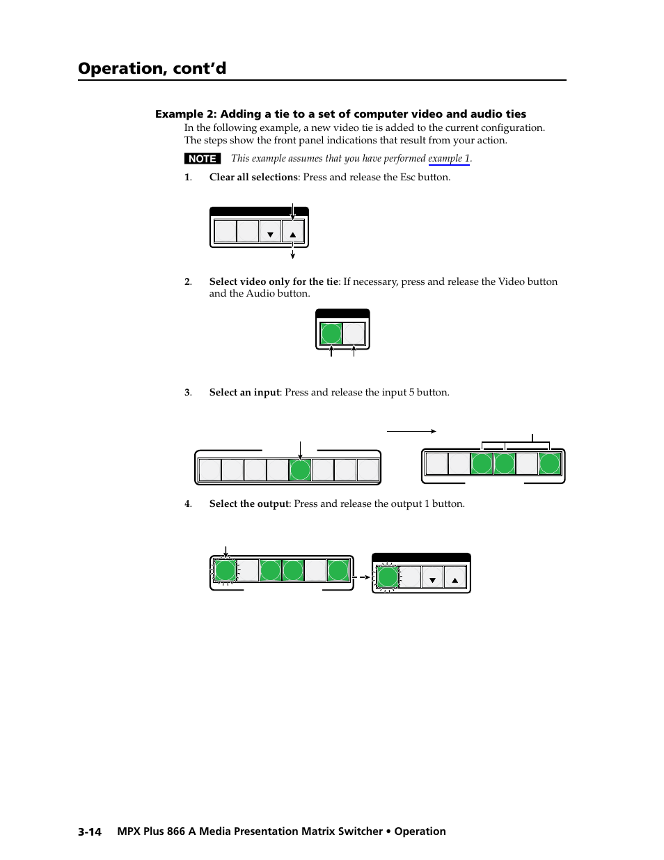 Changing a configuration, Preliminar y, Operation, cont’d | Extron Electronics MPX Plus 866 A Rev. B User Manual | Page 44 / 222