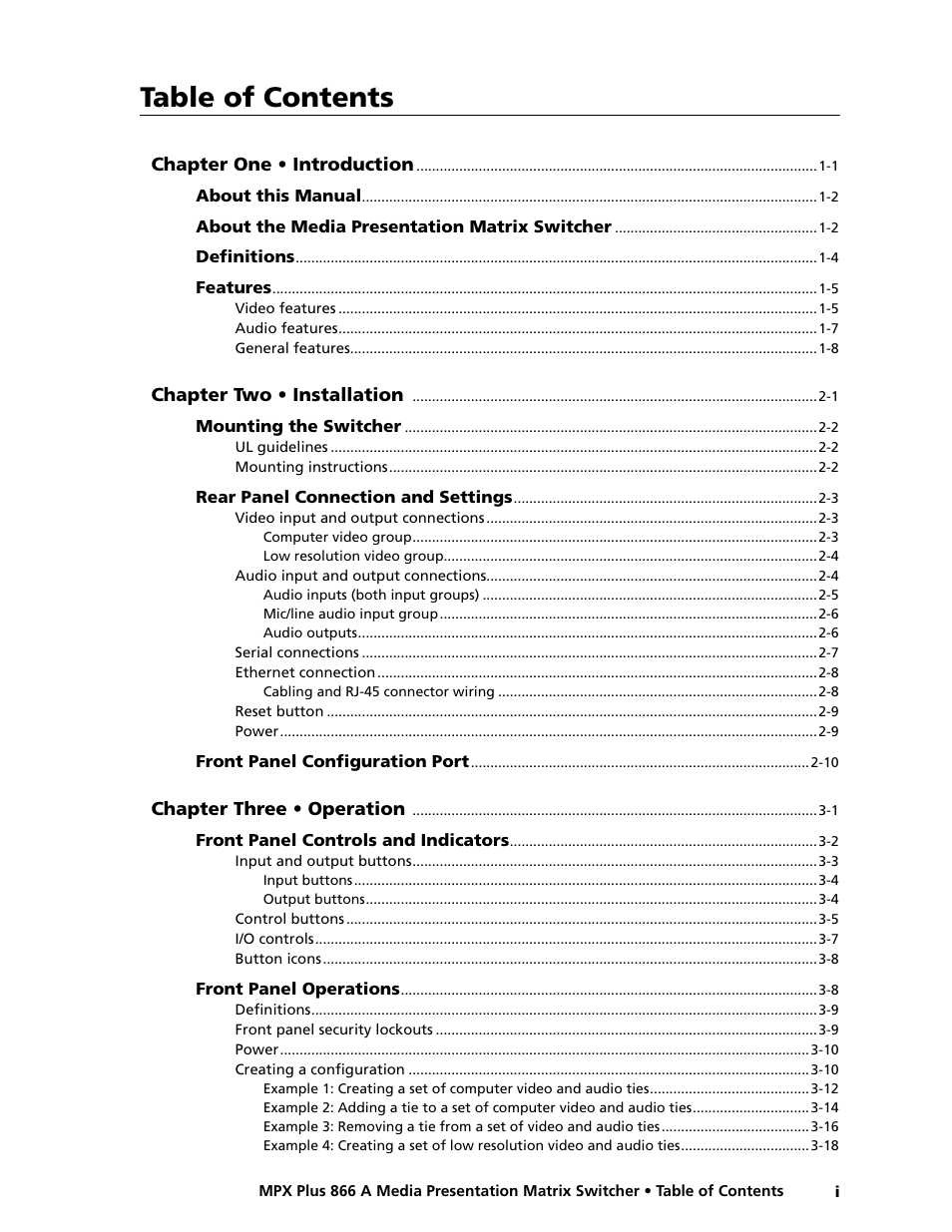 Extron Electronics MPX Plus 866 A Rev. B User Manual | Page 5 / 222