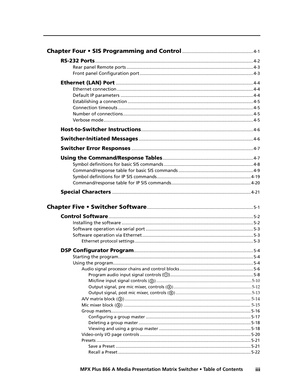Preliminar y | Extron Electronics MPX Plus 866 A Rev. B User Manual | Page 7 / 222