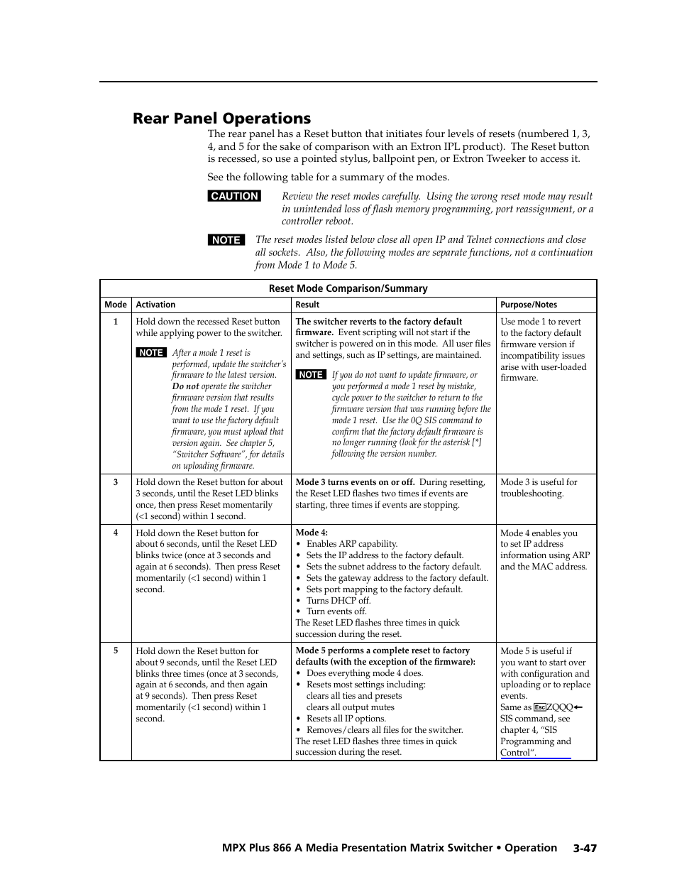 Rear panel operations, Preliminar y | Extron Electronics MPX Plus 866 A Rev. B User Manual | Page 77 / 222