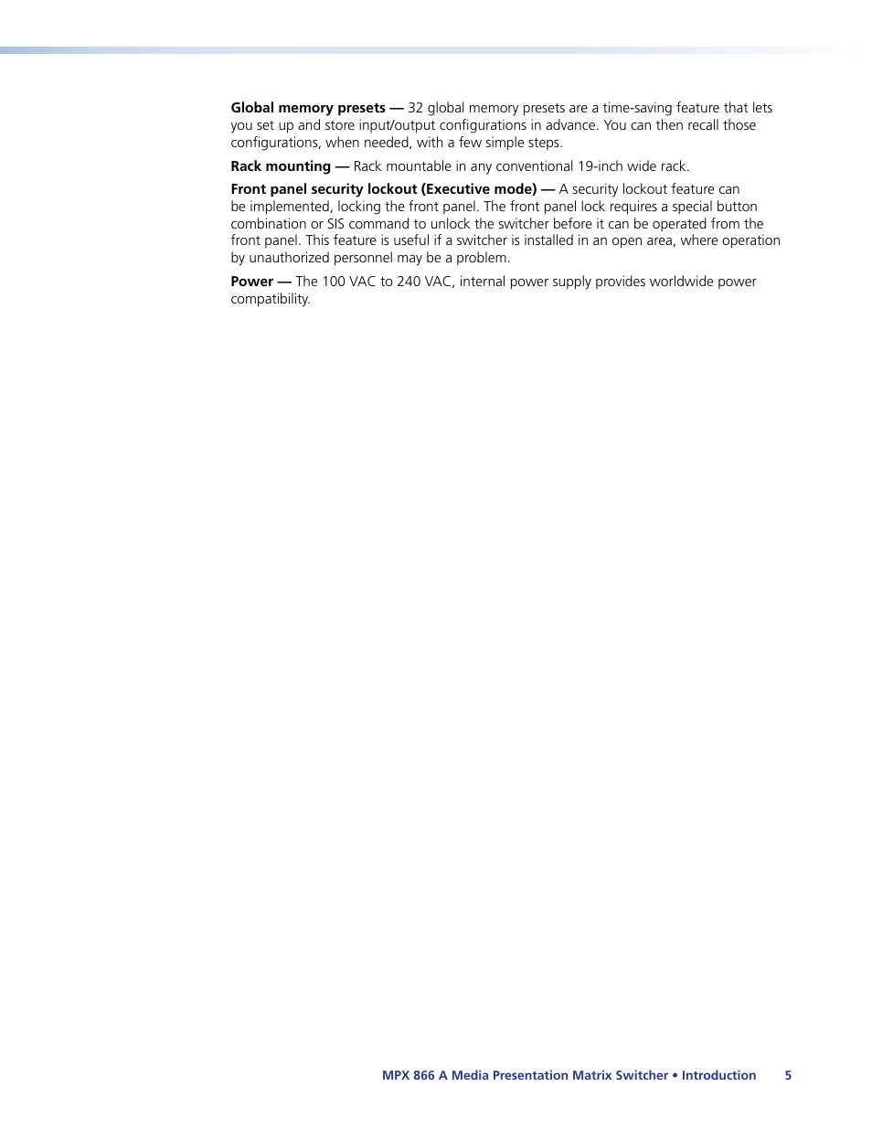 Extron Electronics MPX 866 A User Guide User Manual | Page 10 / 134