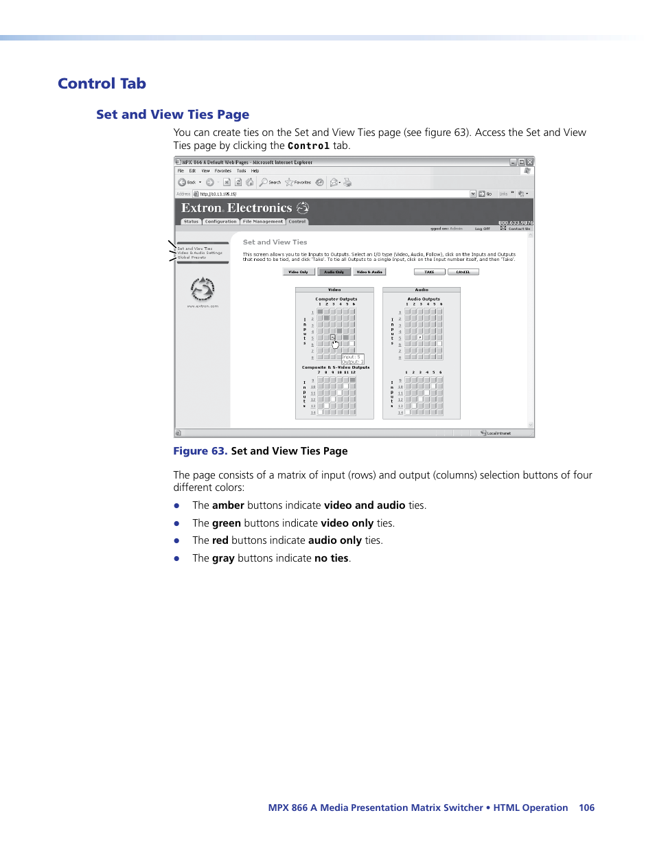 Control tab | Extron Electronics MPX 866 A User Guide User Manual | Page 111 / 134