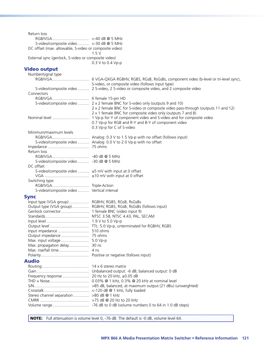 Extron Electronics MPX 866 A User Guide User Manual | Page 126 / 134
