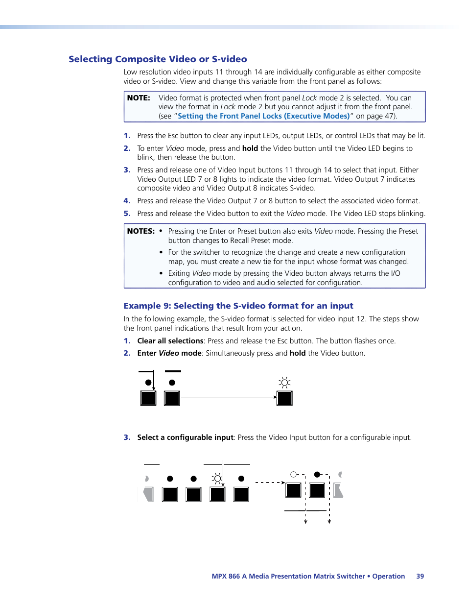 Selecting composite video or s-video | Extron Electronics MPX 866 A User Guide User Manual | Page 44 / 134