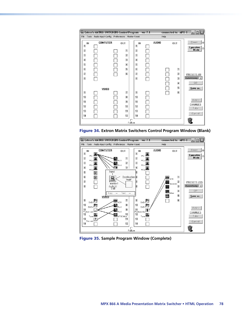 Figure 34, Figure 35, Appears, displaying the curr | Extron Electronics MPX 866 A User Guide User Manual | Page 83 / 134