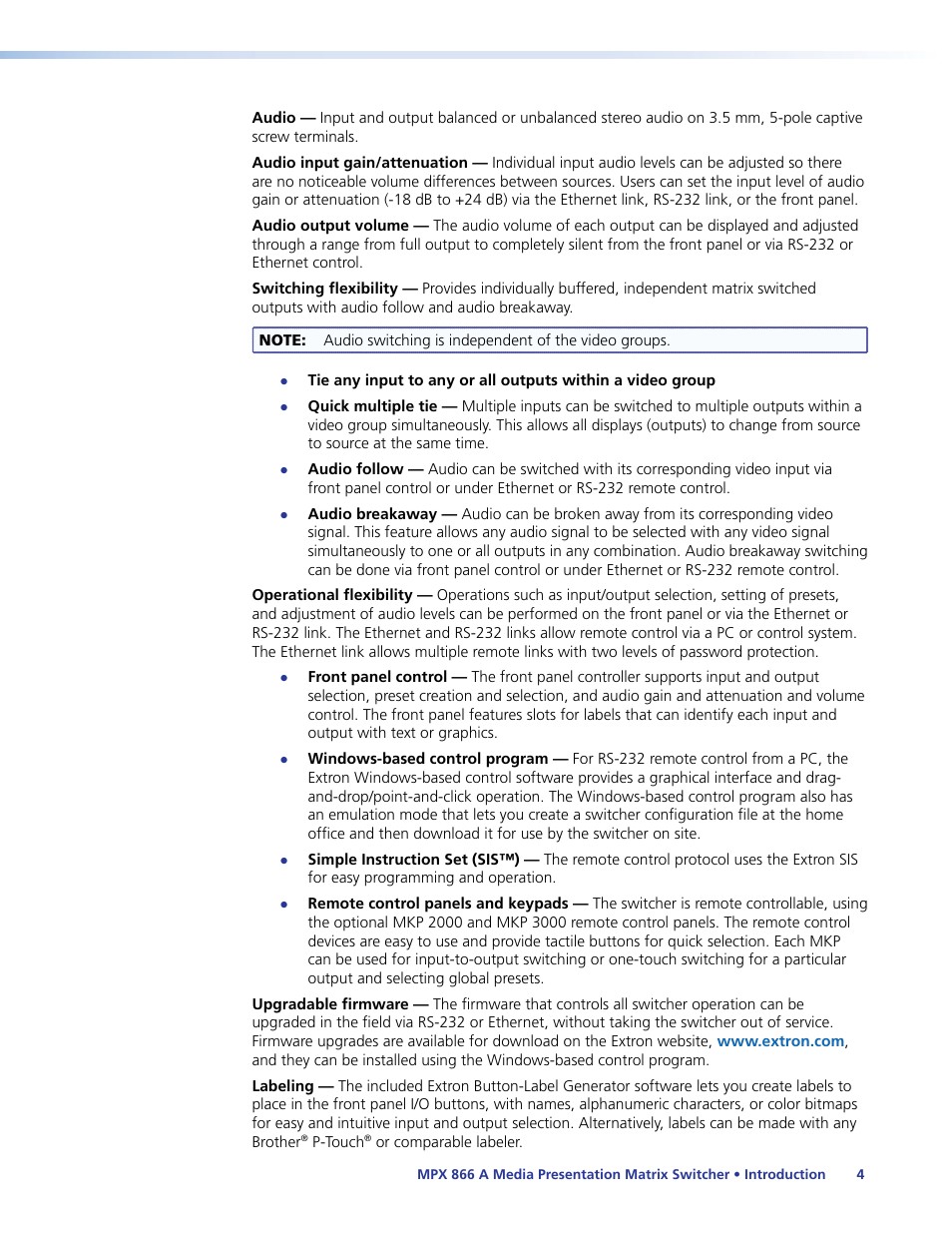 Extron Electronics MPX 866 A User Guide User Manual | Page 9 / 134