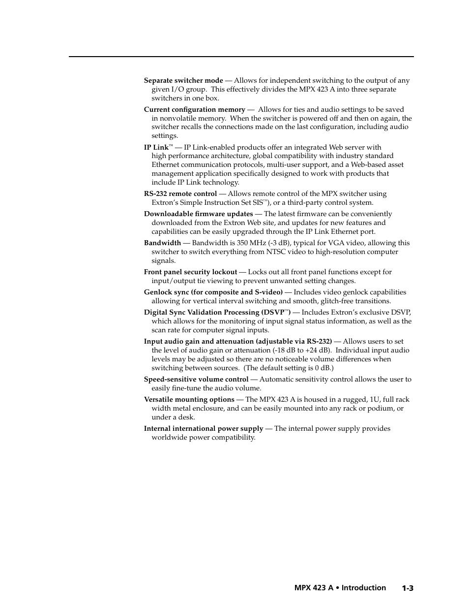 Preliminar y | Extron Electronics MPX 423 A User Manual | Page 11 / 64