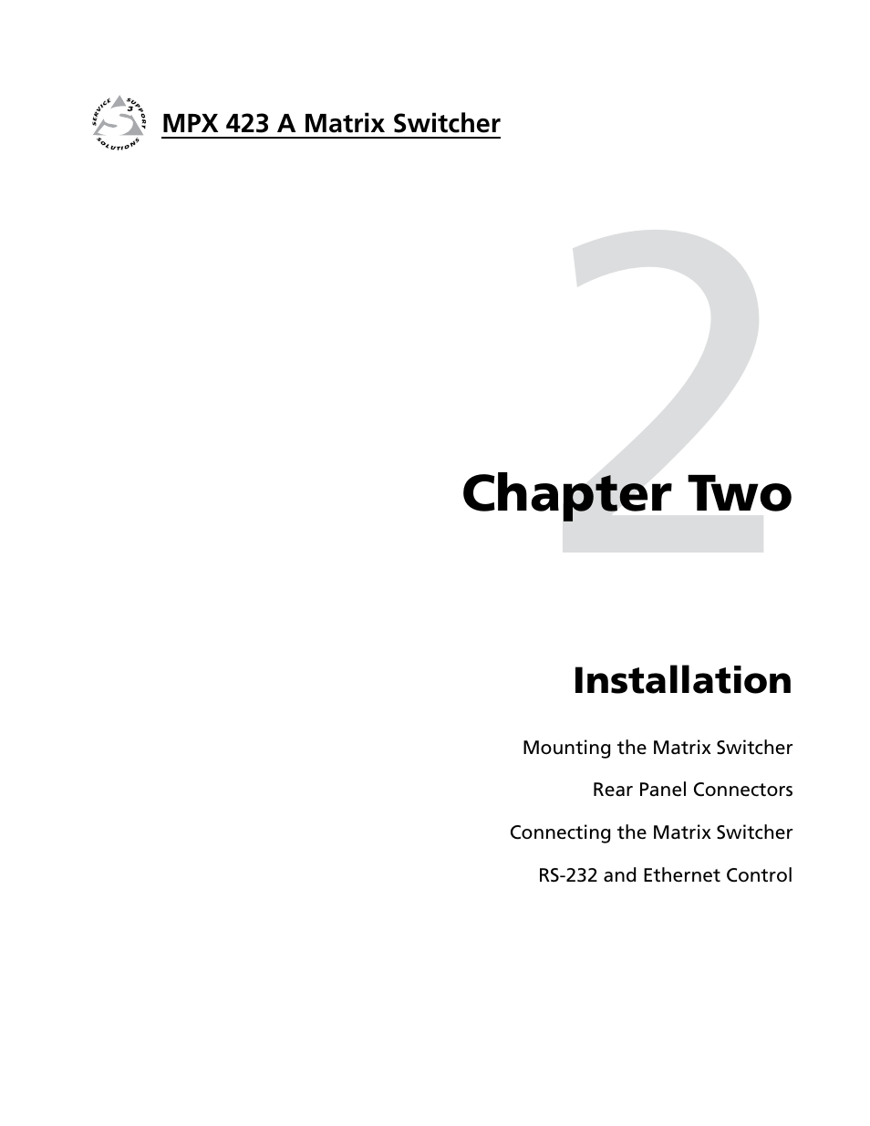Chapter 2 installation | Extron Electronics MPX 423 A User Manual | Page 13 / 64