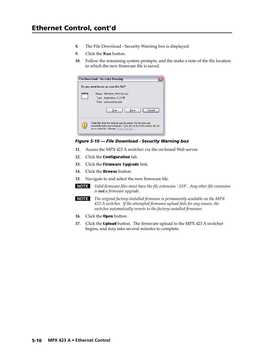 Preliminar y, Ethernet control, cont’d | Extron Electronics MPX 423 A User Manual | Page 50 / 64