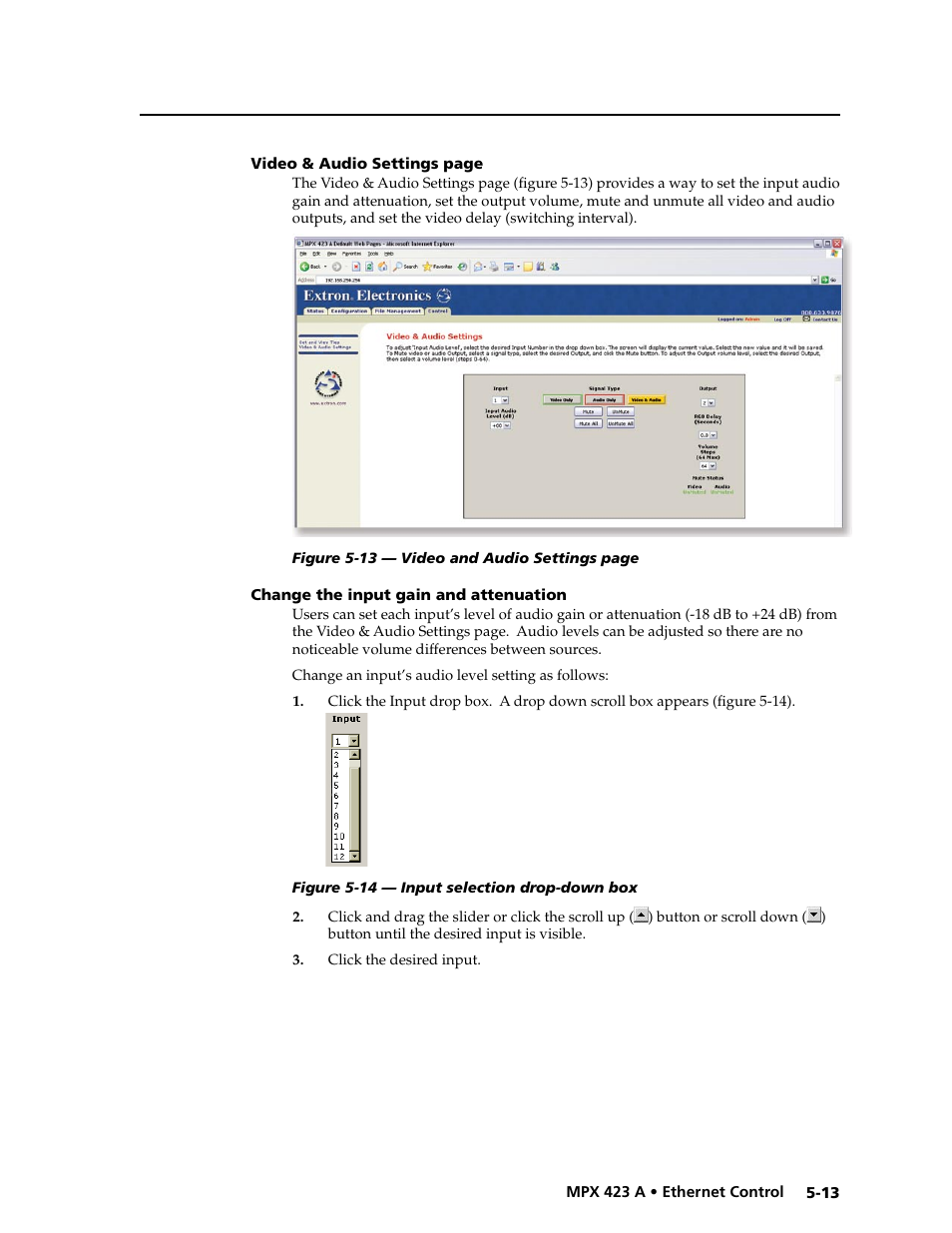 Change the input gain and attenuation, Preliminar y | Extron Electronics MPX 423 A User Manual | Page 53 / 64