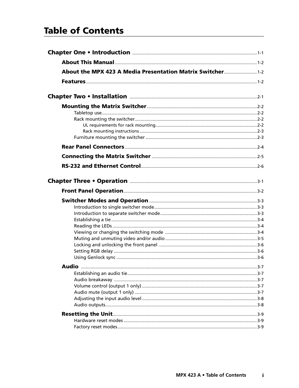 Extron Electronics MPX 423 A User Manual | Page 7 / 64