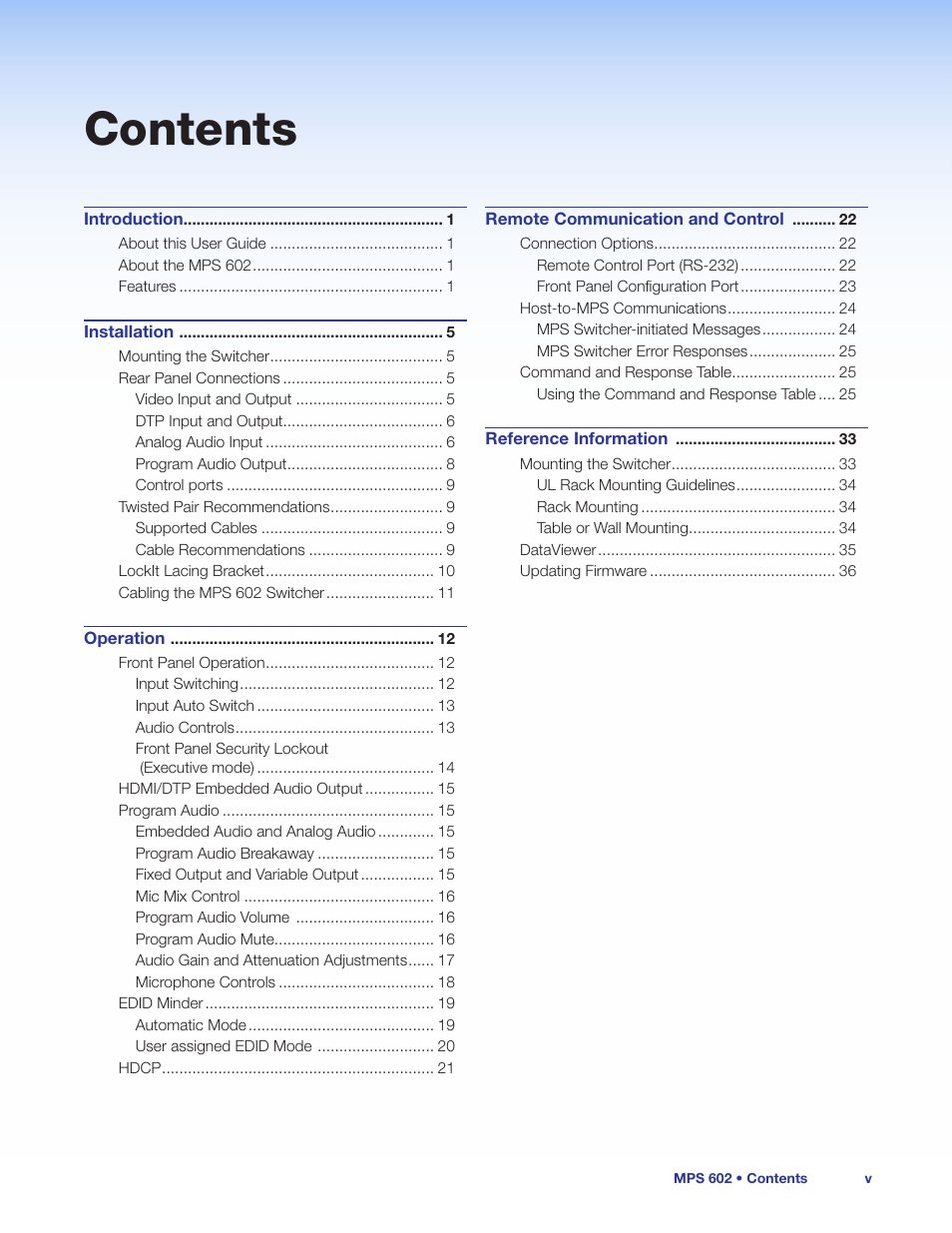 Extron Electronics MPS 602 Series User Guide User Manual | Page 5 / 44