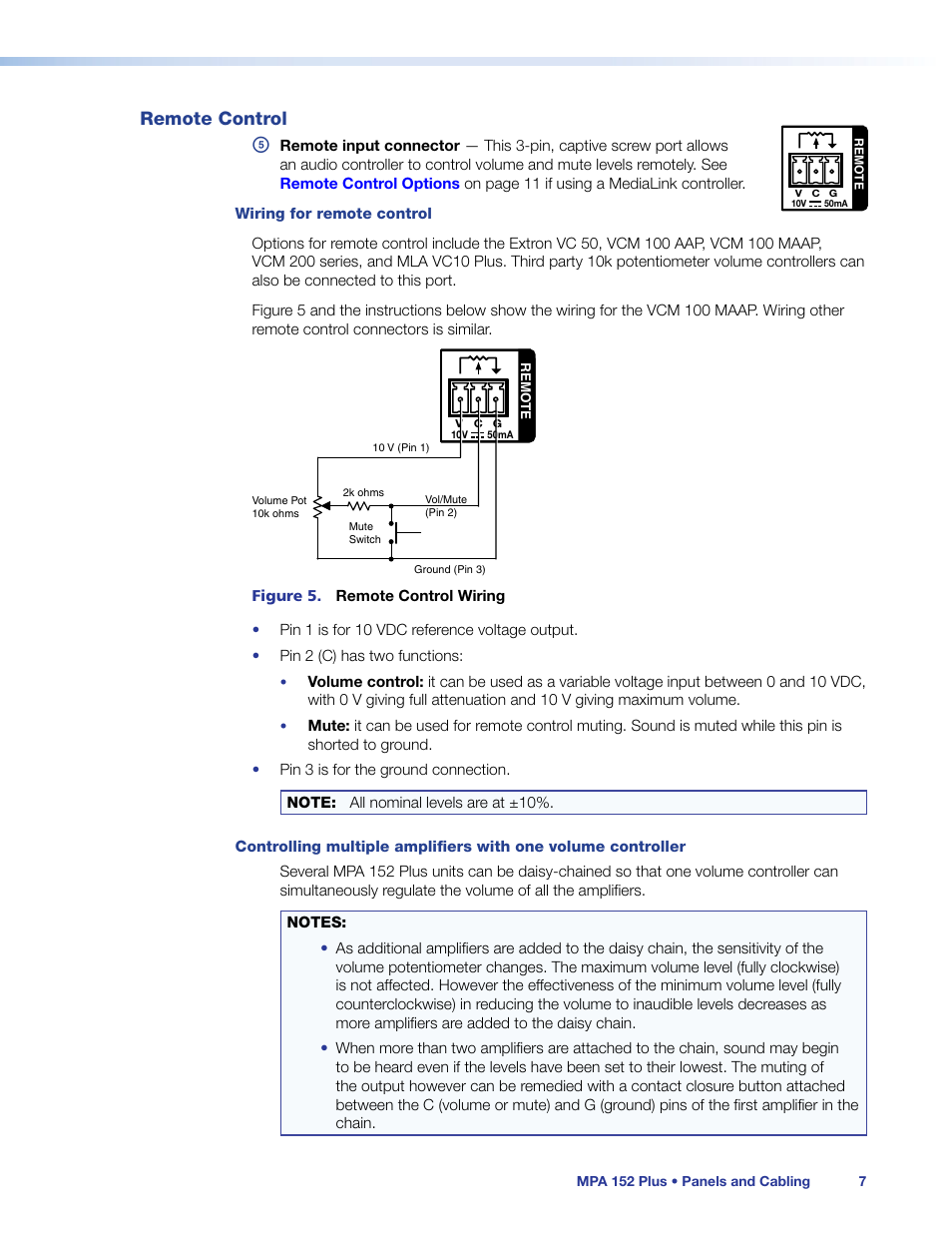Remote control | Extron Electronics MPA 152 Plus User Guide User Manual | Page 13 / 22