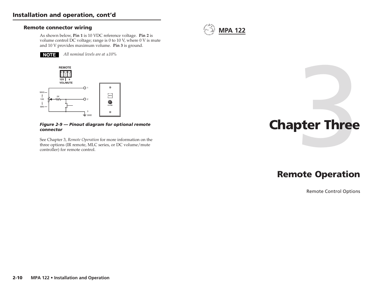 Chapter three | Extron Electronics MPA 122 User Guide User Manual | Page 12 / 16