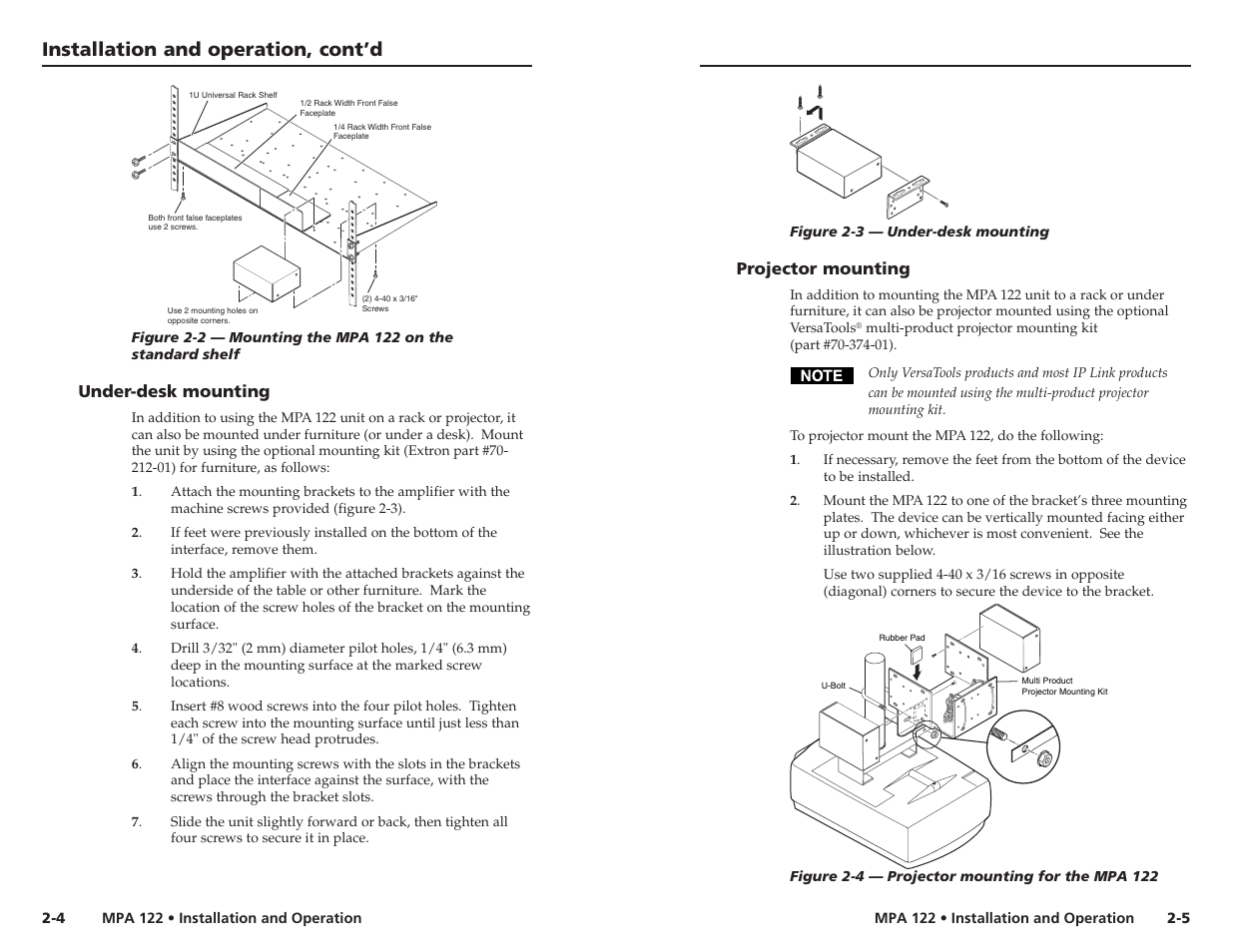 Installation and operation, cont’d | Extron Electronics MPA 122 User Guide User Manual | Page 9 / 16