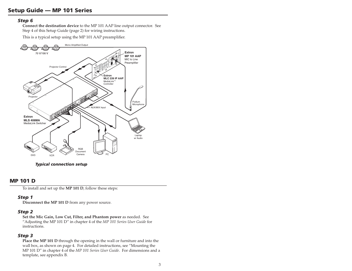 Extron Electronics MP 101 Series Setup Guide User Manual | Page 3 / 4
