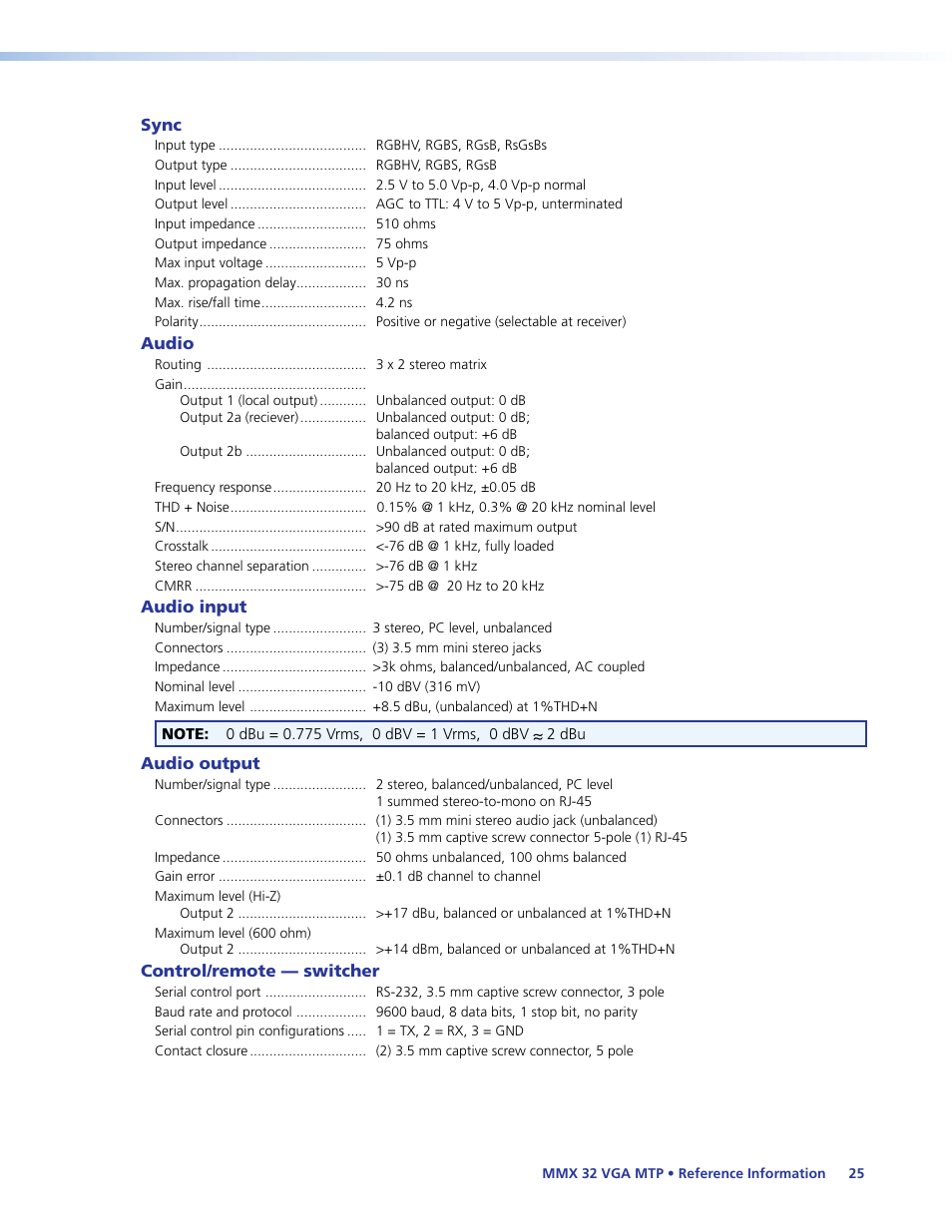 Extron Electronics MMX 32 VGA MTP User Guide User Manual | Page 30 / 33