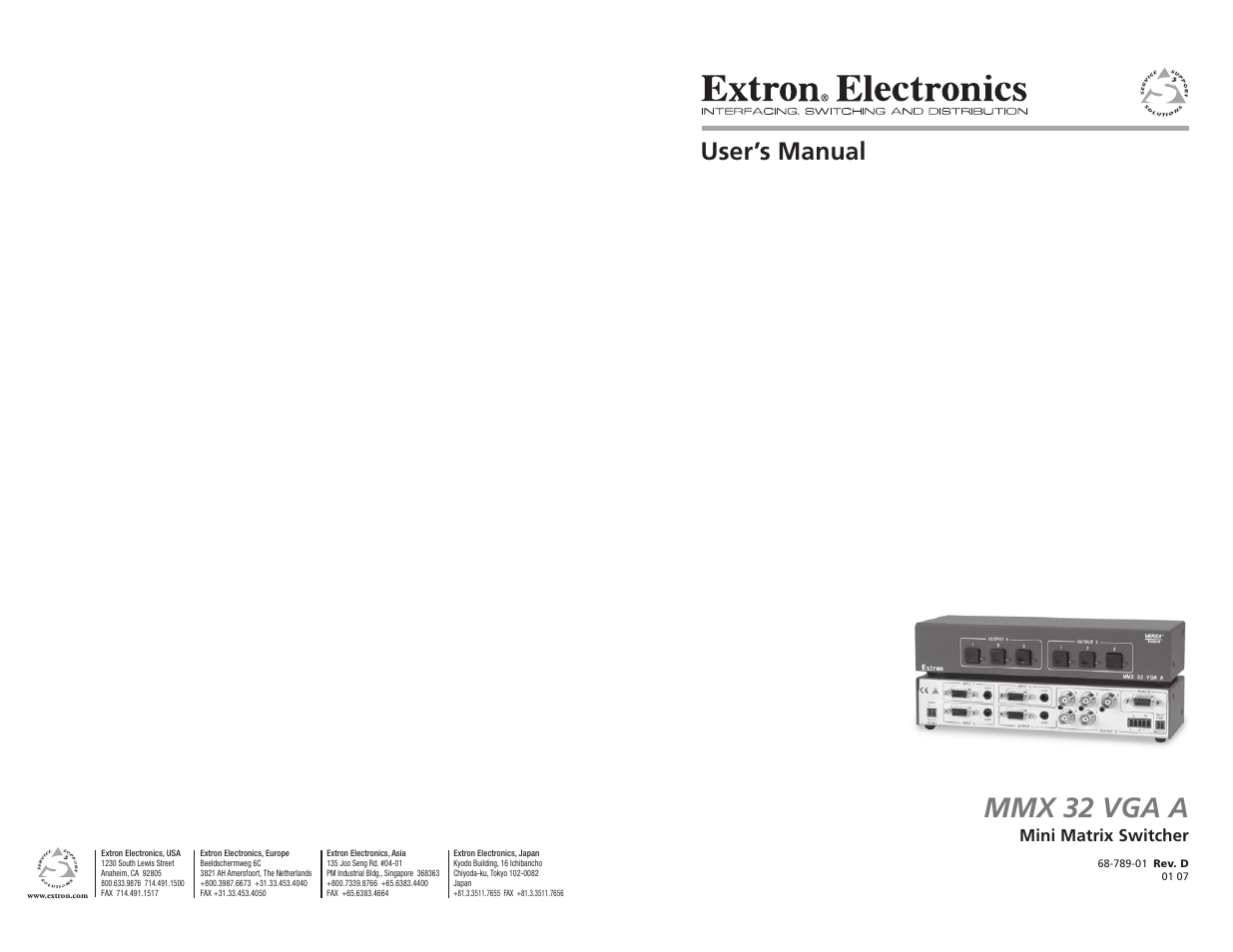 Extron Electronics MMX 32 VGA A User Guide User Manual | 22 pages