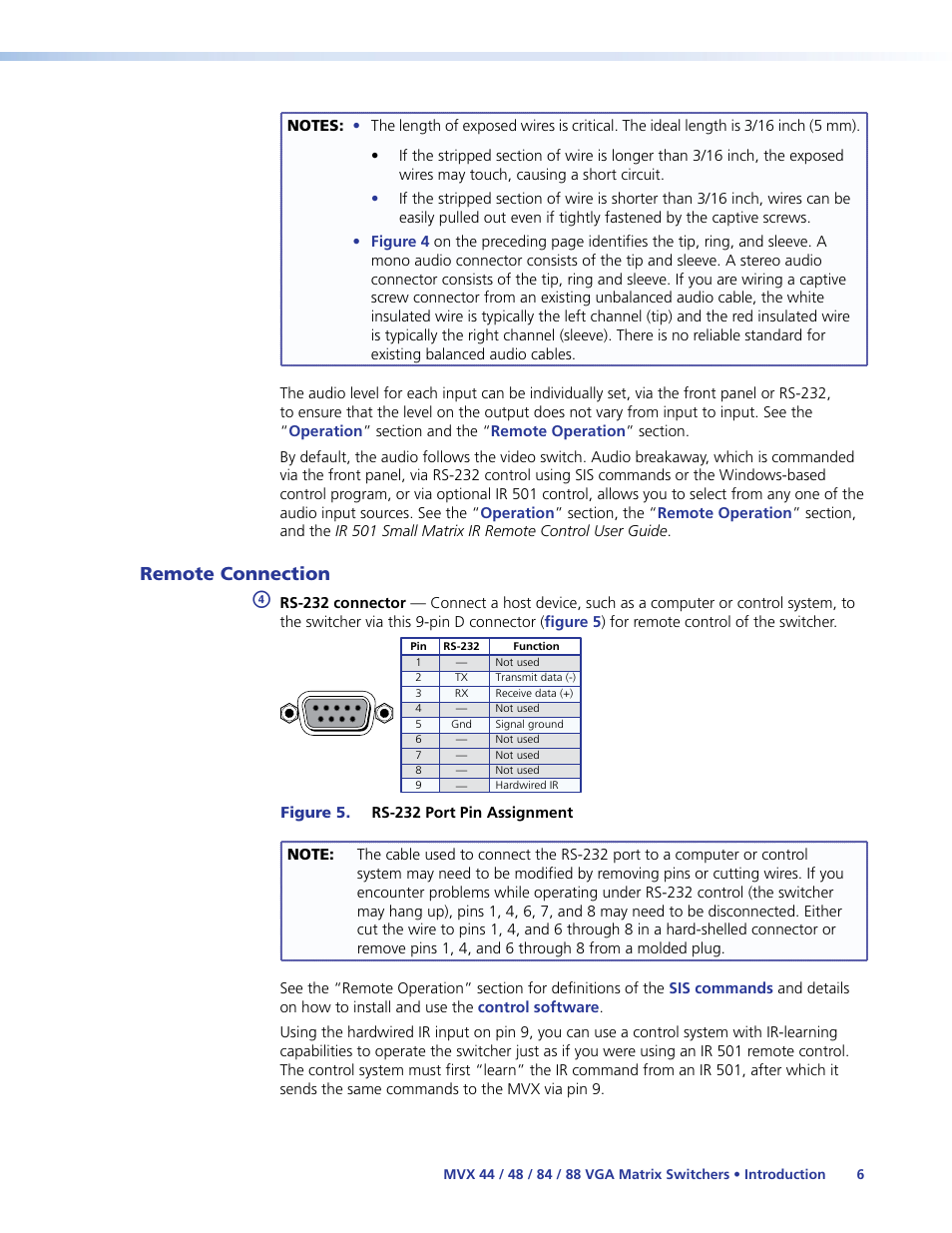 Remote connection | Extron Electronics MVX 44_48_84_88 Series User Guide User Manual | Page 12 / 70