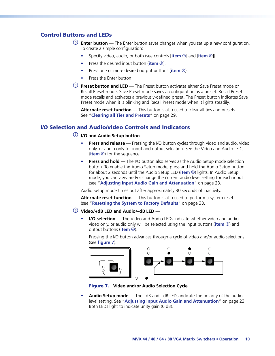 Control buttons and leds, And indicators | Extron Electronics MVX 44_48_84_88 Series User Guide User Manual | Page 16 / 70