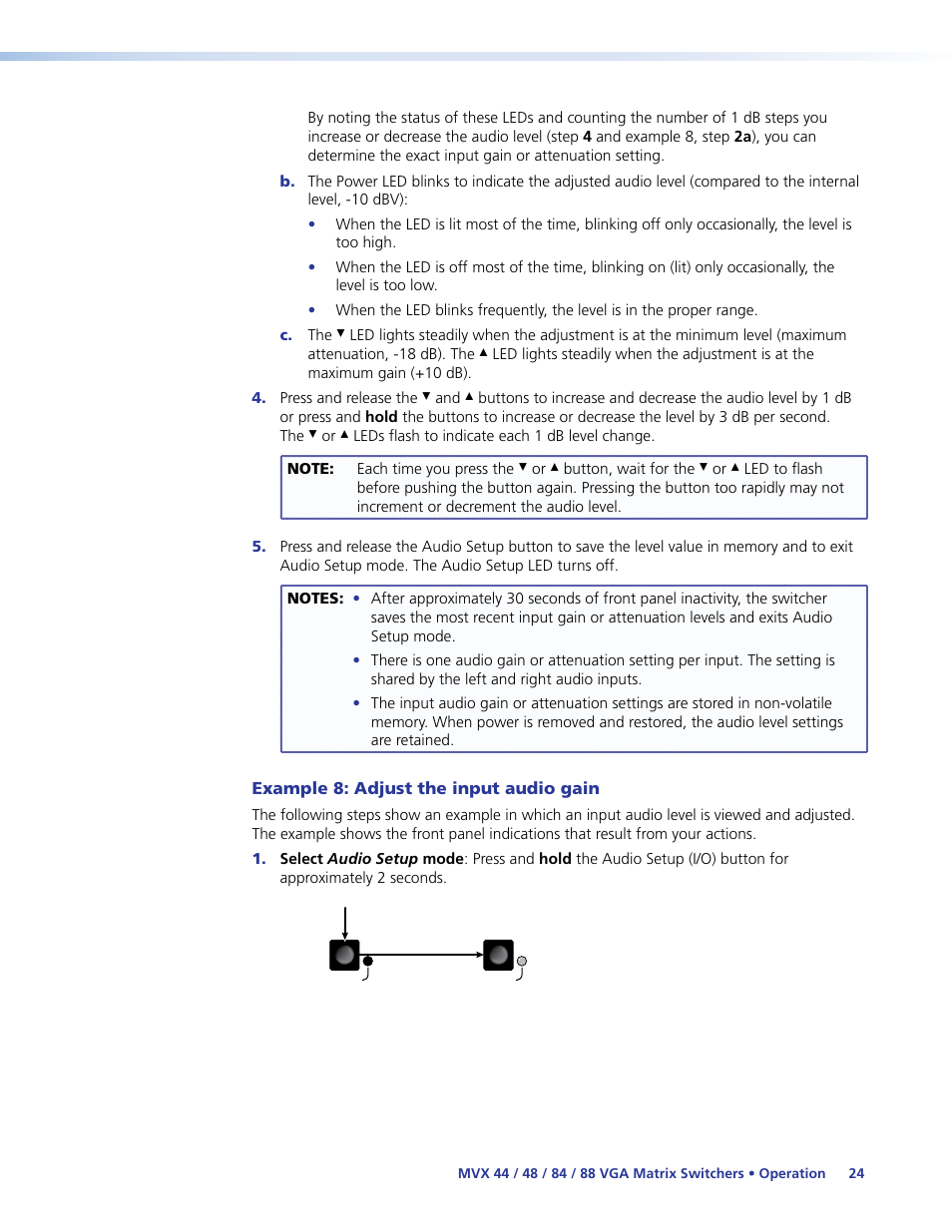 Example 8: adjust the input audio gain | Extron Electronics MVX 44_48_84_88 Series User Guide User Manual | Page 30 / 70