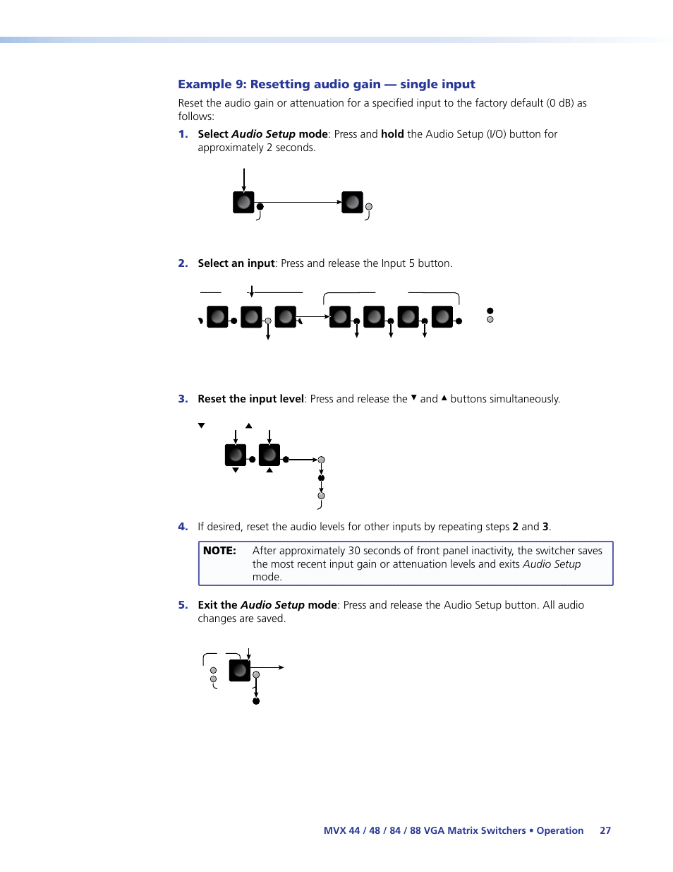 Example 9: resetting audio gain — single input | Extron Electronics MVX 44_48_84_88 Series User Guide User Manual | Page 33 / 70