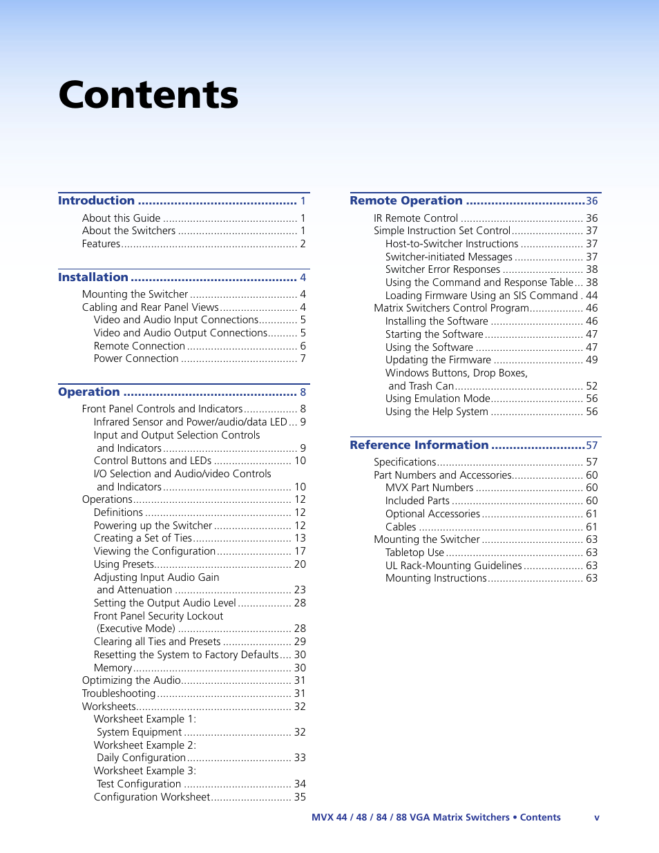 Extron Electronics MVX 44_48_84_88 Series User Guide User Manual | Page 5 / 70