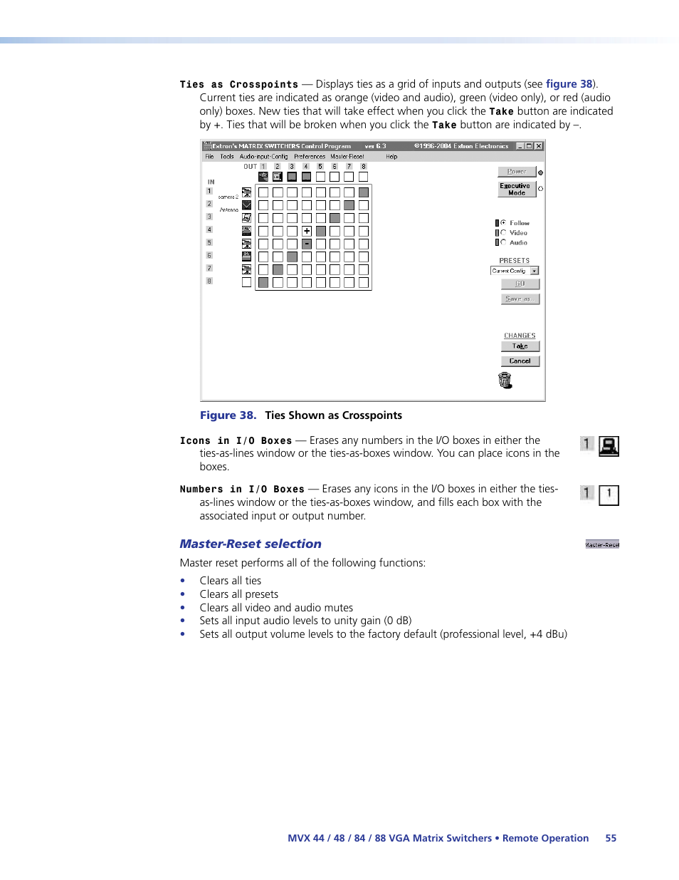 Master-reset selection | Extron Electronics MVX 44_48_84_88 Series User Guide User Manual | Page 61 / 70