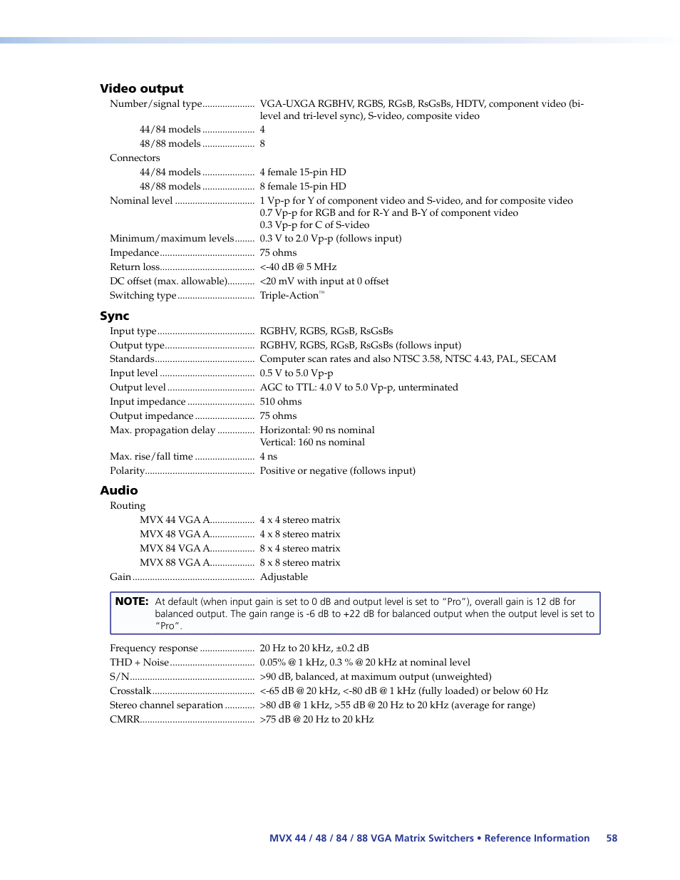 Extron Electronics MVX 44_48_84_88 Series User Guide User Manual | Page 64 / 70