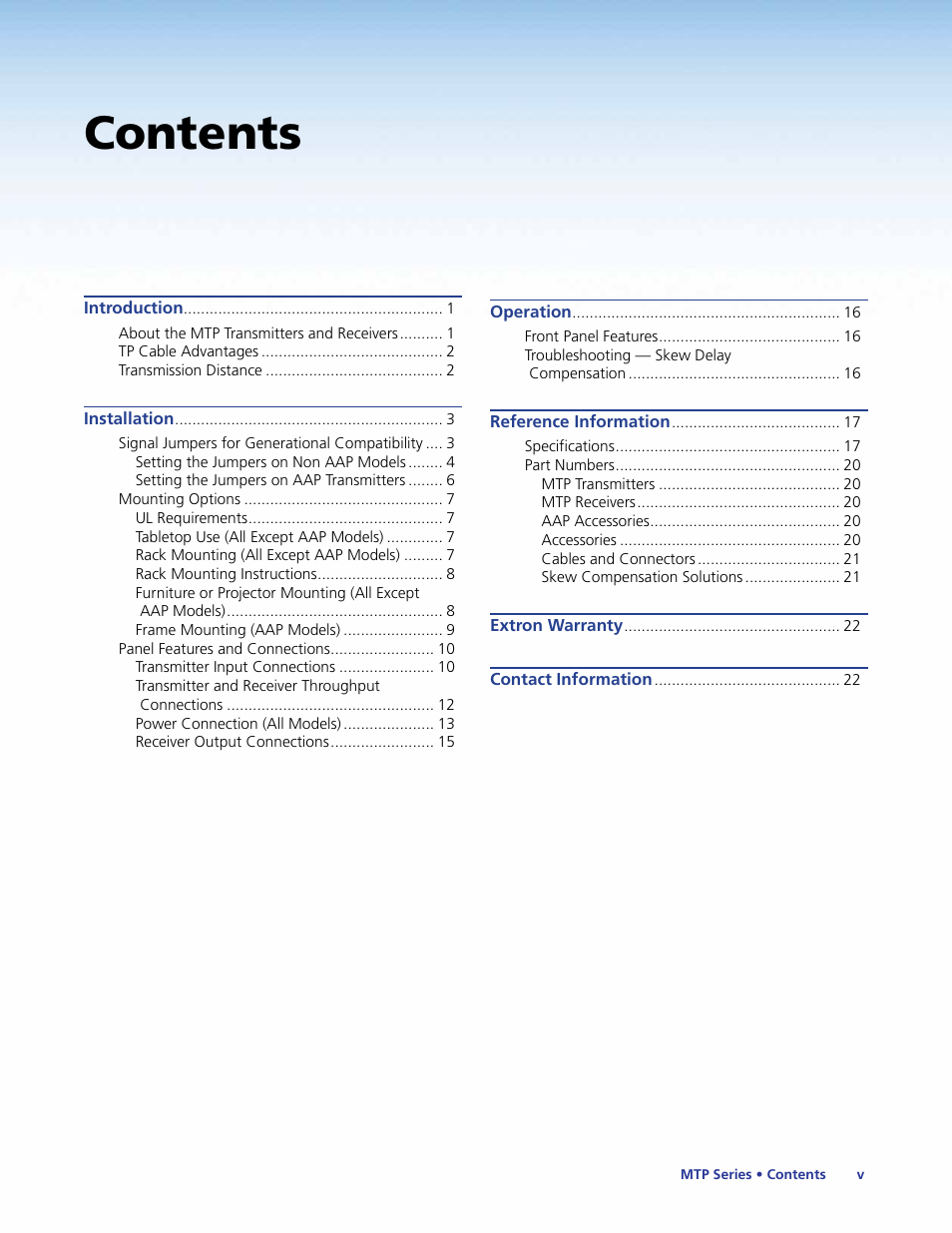 Extron Electronics MTP Series User Guide User Manual | Page 5 / 28
