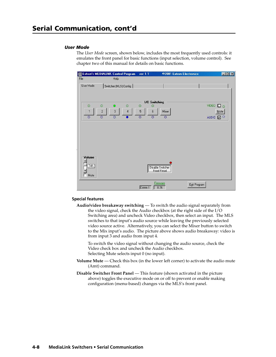 Serial communication, cont’d | Extron Electronics MLS 506SA User Manual | Page 36 / 50