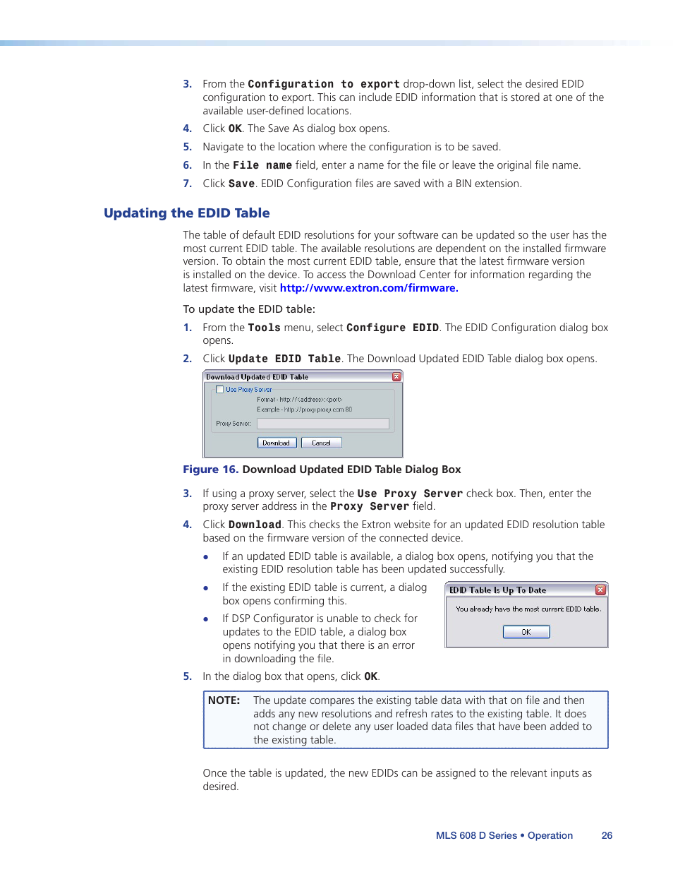 Updating the edid table | Extron Electronics MLS 608 D Series User Guide User Manual | Page 32 / 100
