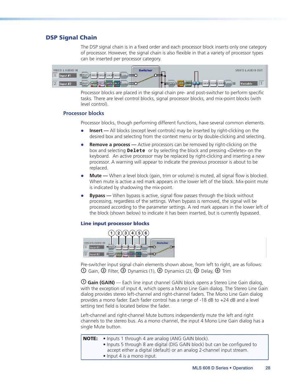 Dsp signal chain | Extron Electronics MLS 608 D Series User Guide User Manual | Page 34 / 100