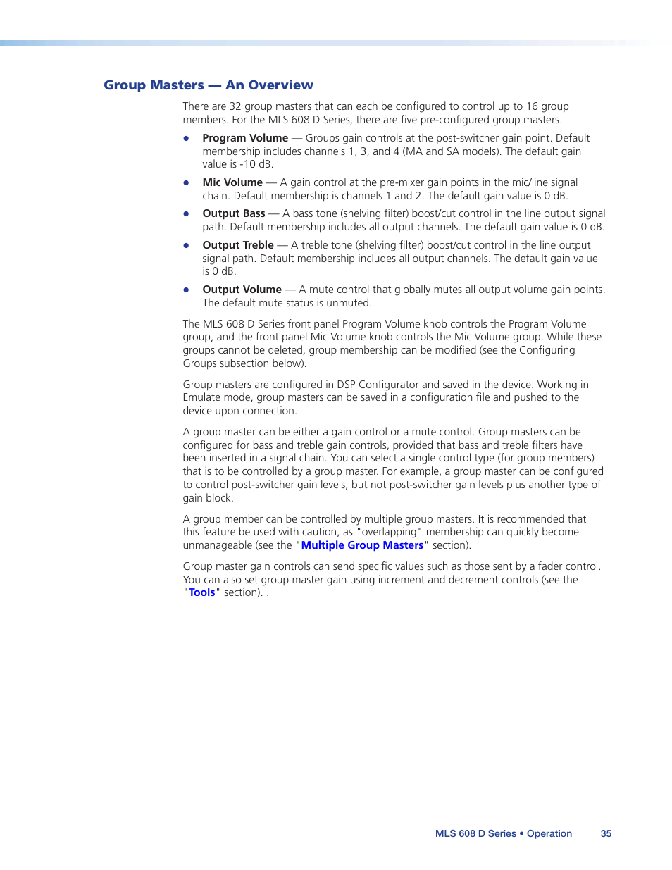 Group masters — an overview | Extron Electronics MLS 608 D Series User Guide User Manual | Page 41 / 100