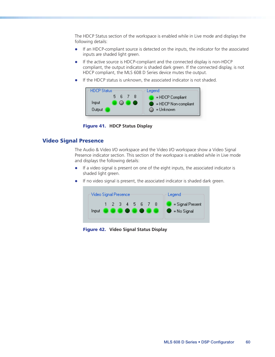 Video signal presence | Extron Electronics MLS 608 D Series User Guide User Manual | Page 66 / 100