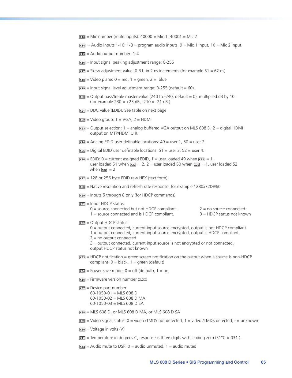 Extron Electronics MLS 608 D Series User Guide User Manual | Page 71 / 100