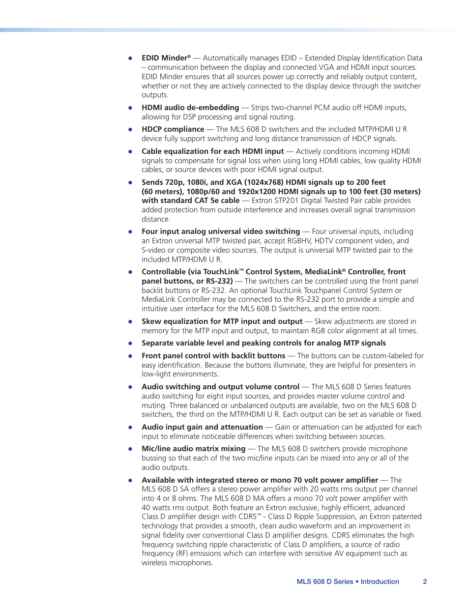 Extron Electronics MLS 608 D Series User Guide User Manual | Page 8 / 100