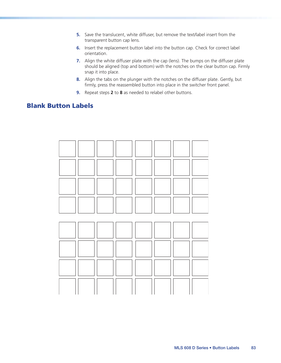 Blank button labels | Extron Electronics MLS 608 D Series User Guide User Manual | Page 89 / 100