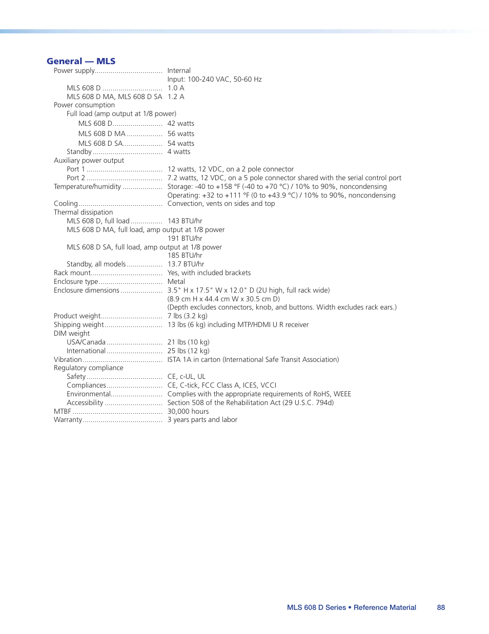 Extron Electronics MLS 608 D Series User Guide User Manual | Page 94 / 100