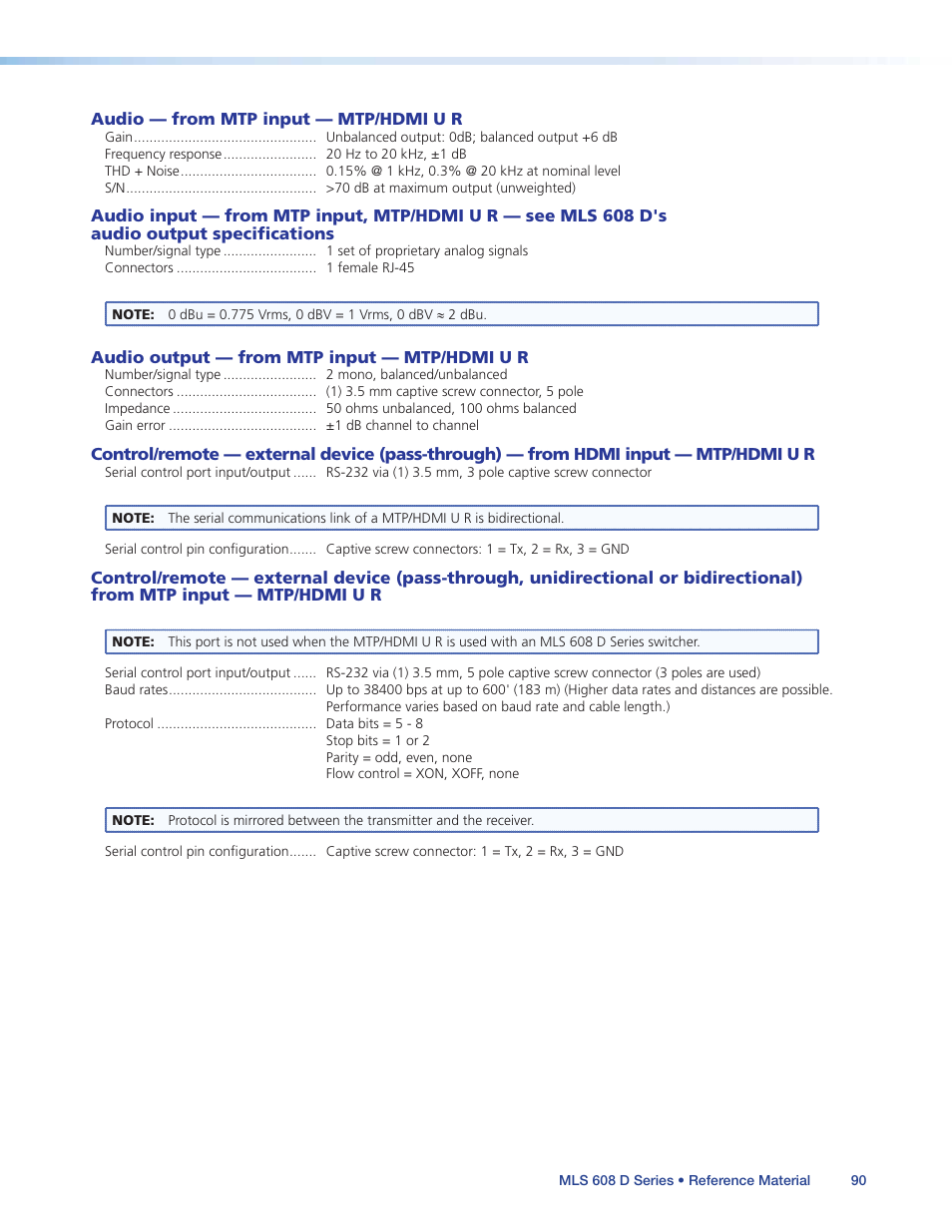 Extron Electronics MLS 608 D Series User Guide User Manual | Page 96 / 100