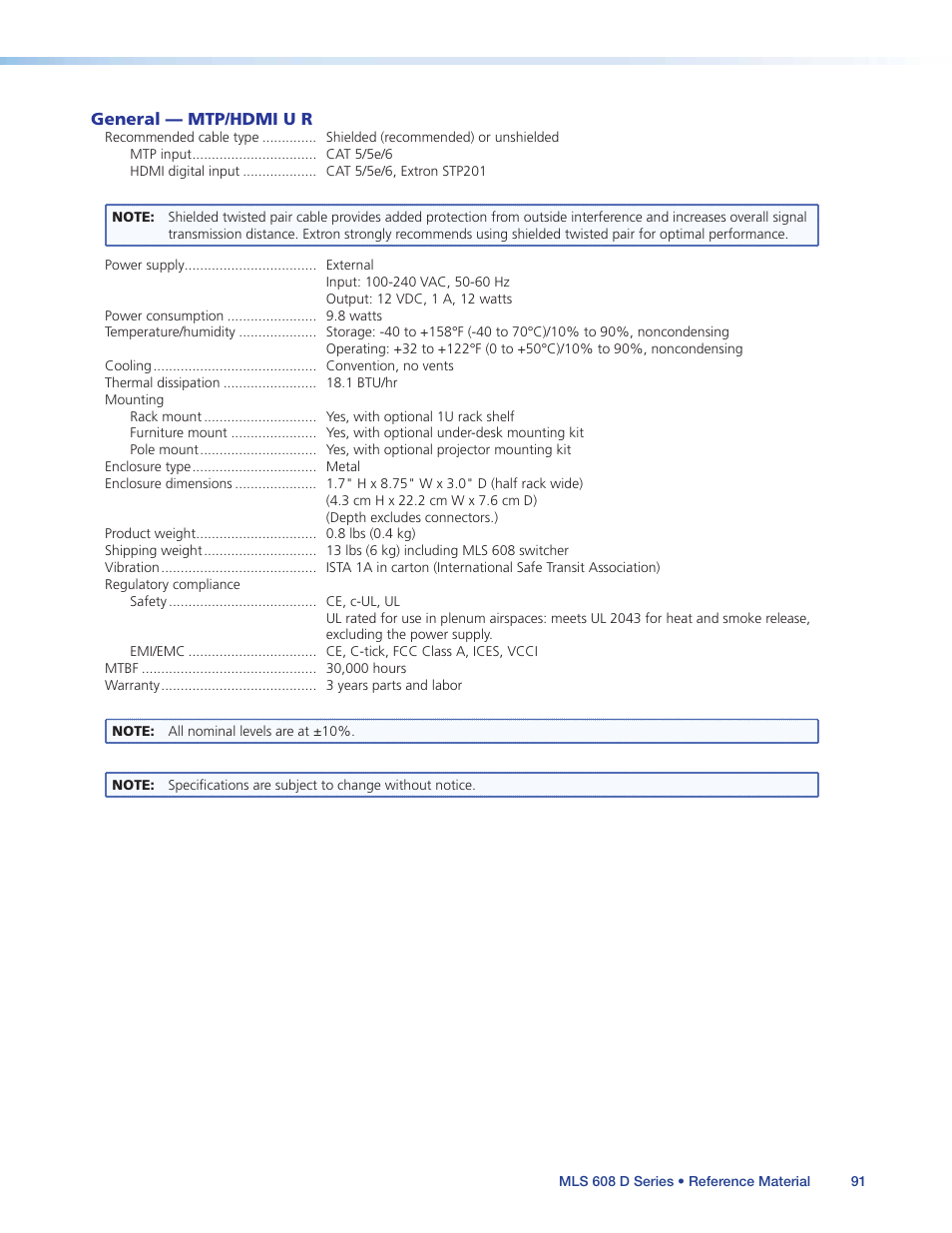 Extron Electronics MLS 608 D Series User Guide User Manual | Page 97 / 100