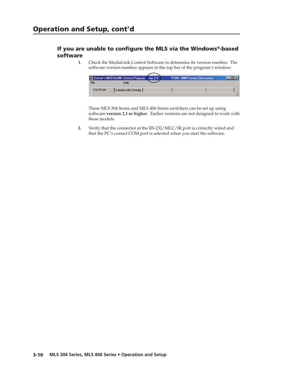 Preliminar y, Operation and setup, cont’d | Extron Electronics MLS 406SA User Manual | Page 34 / 62