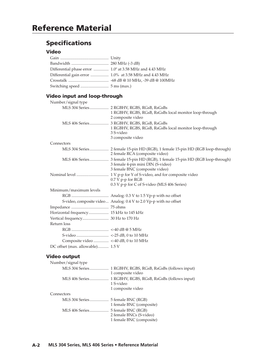 App a text.pdf, Preliminar y, Reference material | Specifications | Extron Electronics MLS 406SA User Manual | Page 50 / 62