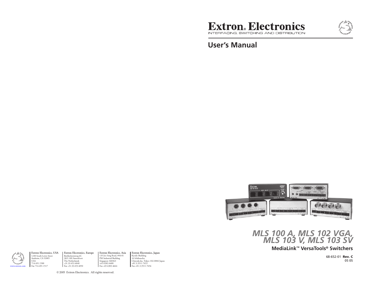 Extron Electronics MLS 103 SV User Manual | 27 pages