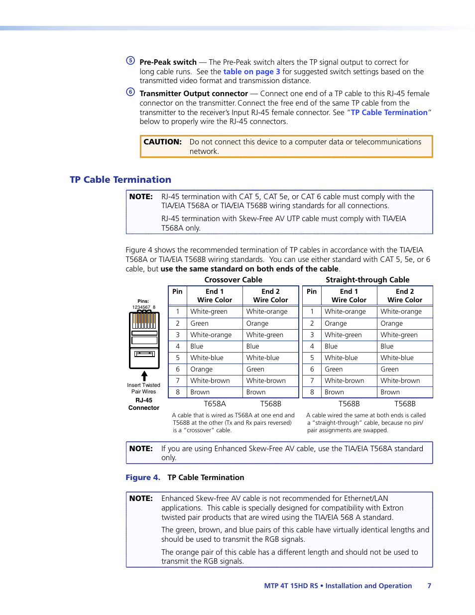 Tp cable termination | Extron Electronics MTP 4T 15HD RS User Guide User Manual | Page 12 / 18