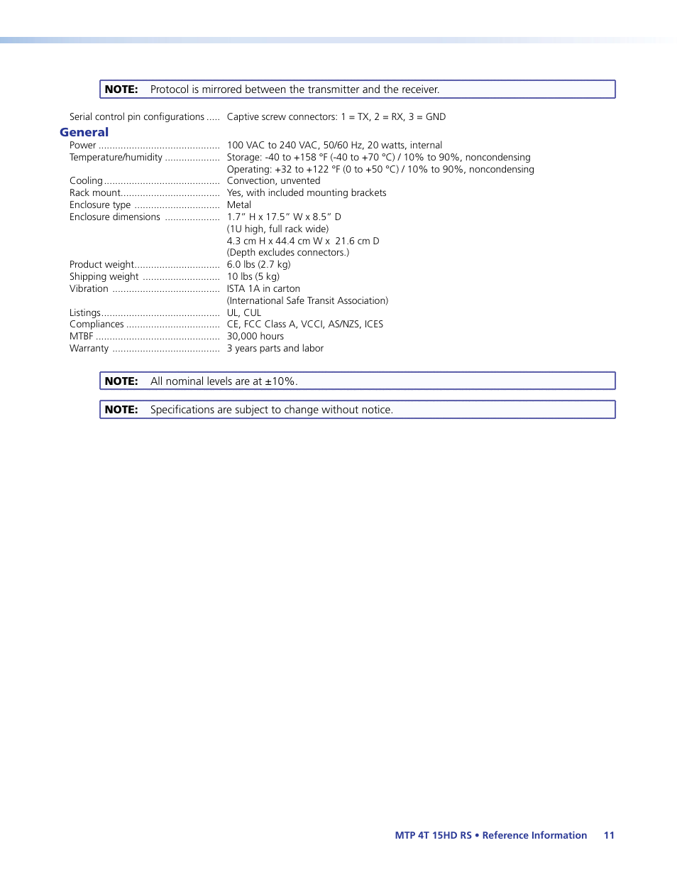 Extron Electronics MTP 4T 15HD RS User Guide User Manual | Page 16 / 18