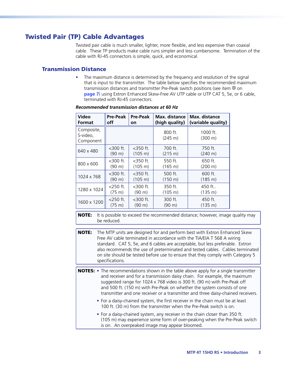 Twisted pair (tp) cable advantages | Extron Electronics MTP 4T 15HD RS User Guide User Manual | Page 8 / 18