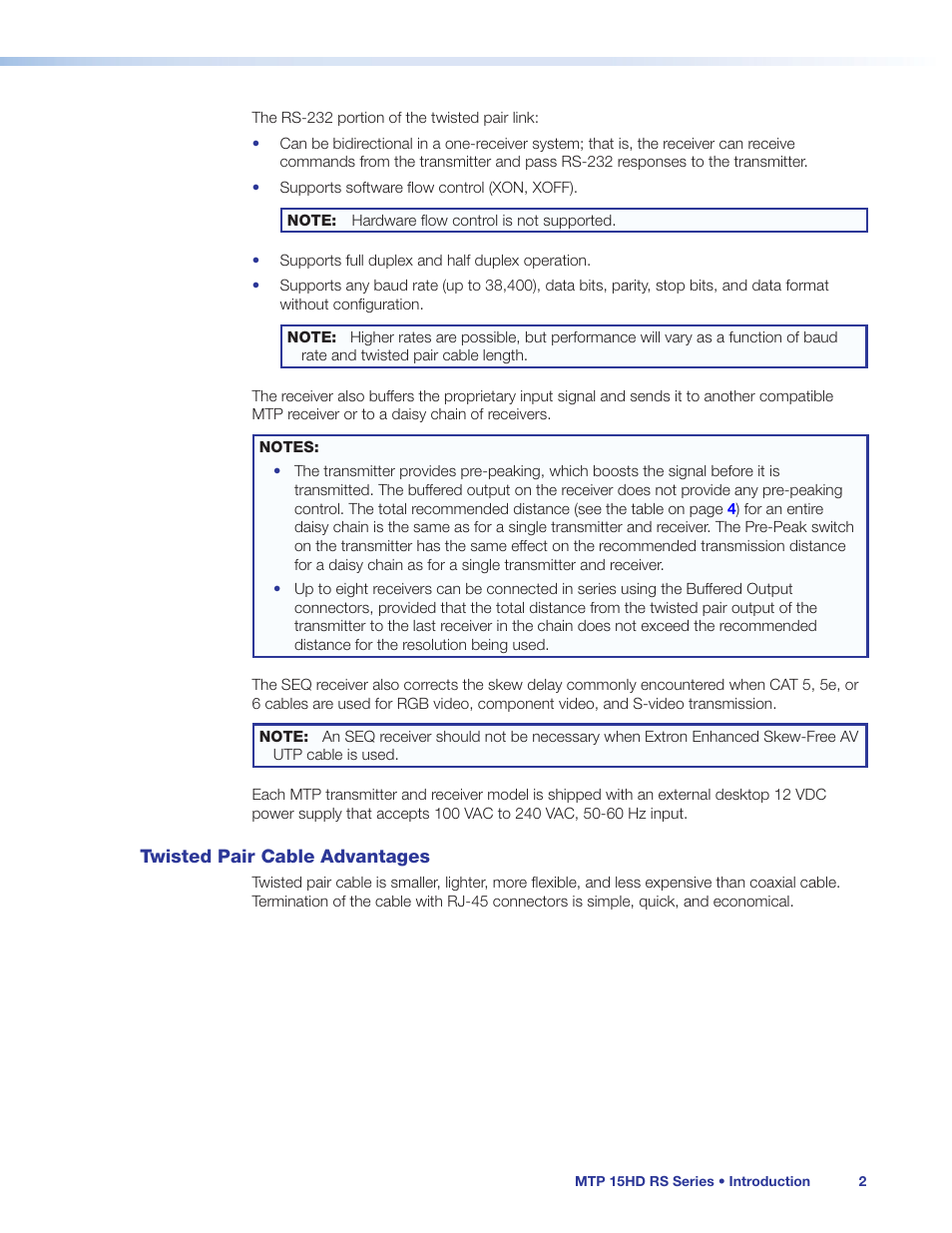 Twisted pair cable advantages | Extron Electronics MTP 15HD RS Series User Guide Rev. C User Manual | Page 8 / 25