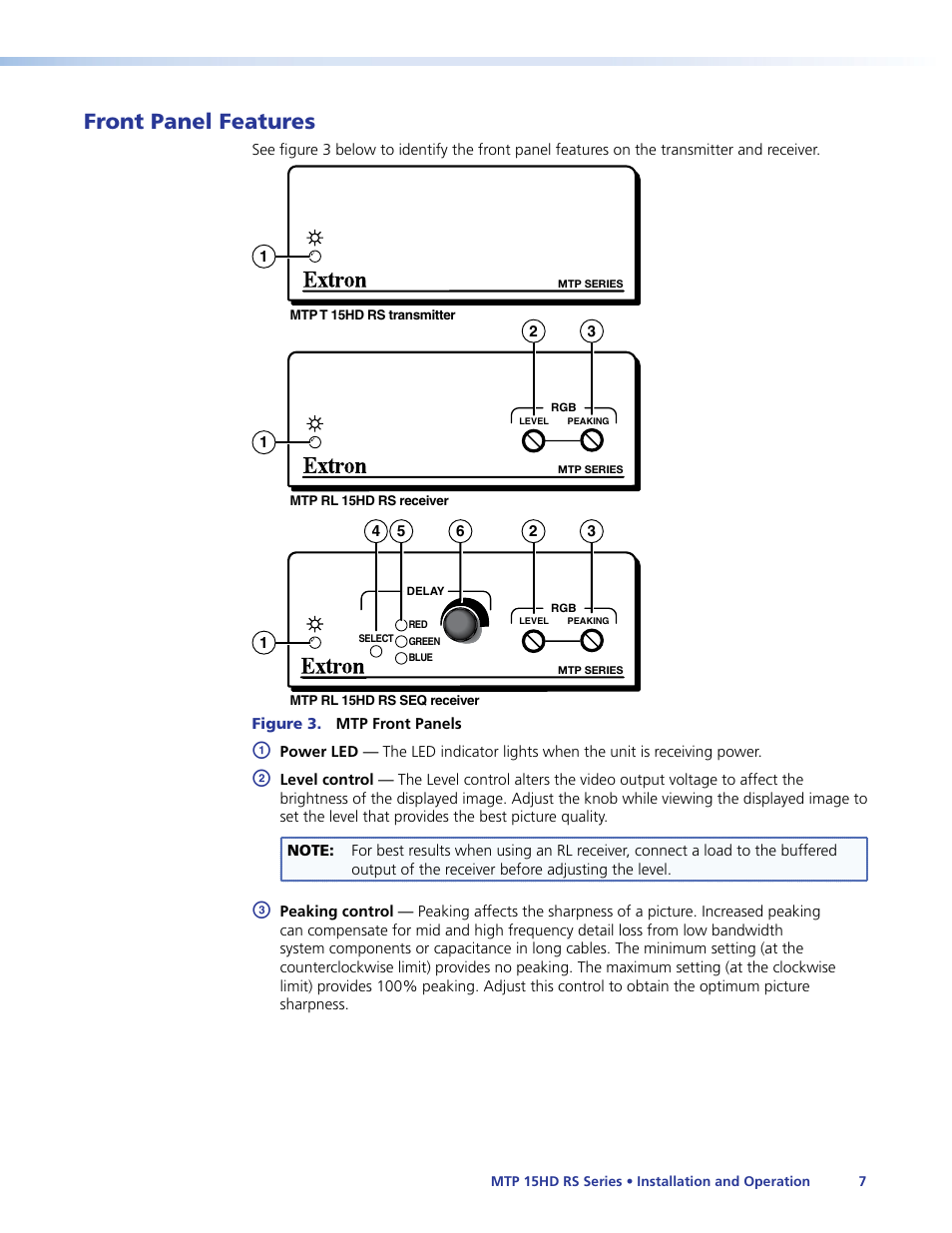 Front panel features, Ol (see | Extron Electronics MTP 15HD RS Series User Guide Rev. F User Manual | Page 11 / 26