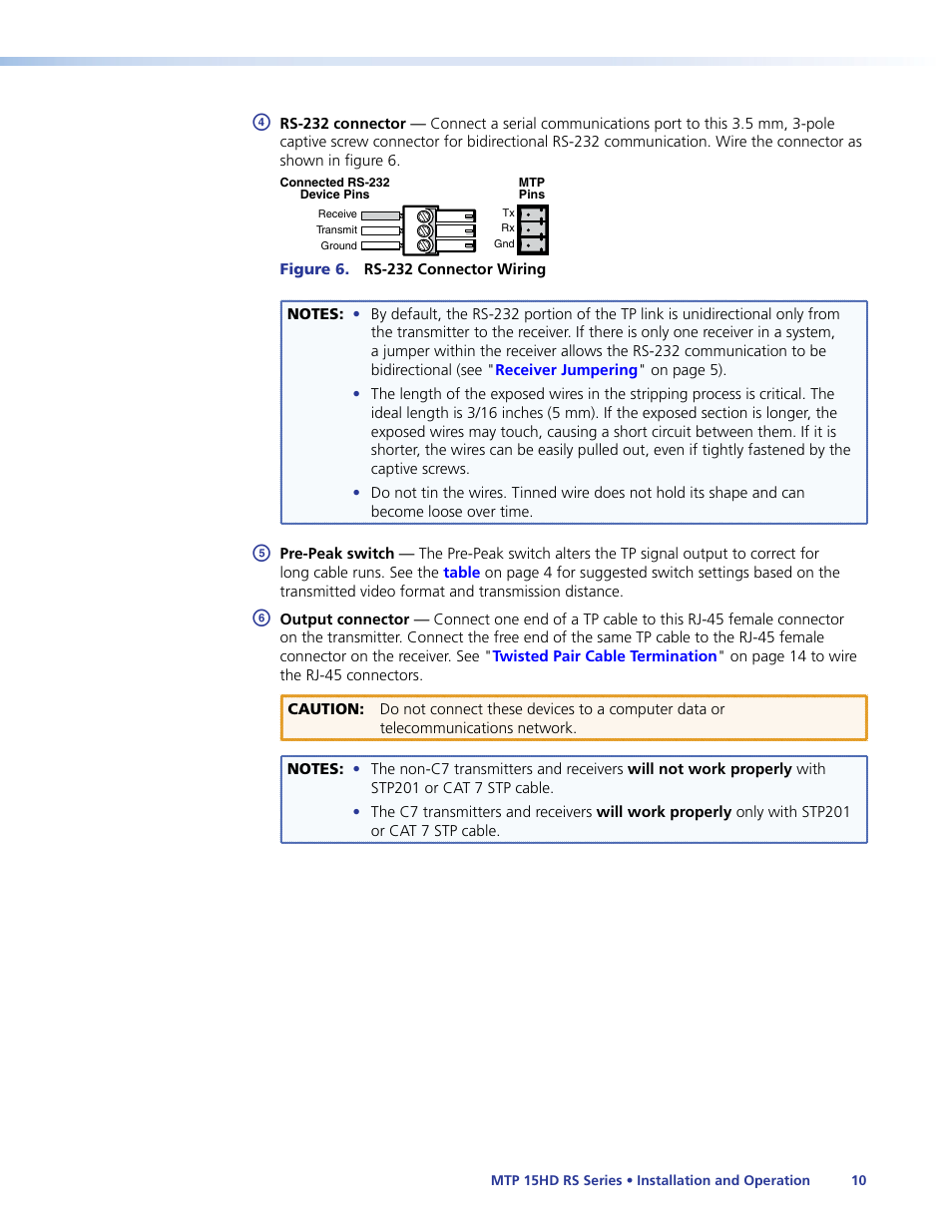 E-peak switch positions (see, Item | Extron Electronics MTP 15HD RS Series User Guide Rev. F User Manual | Page 14 / 26